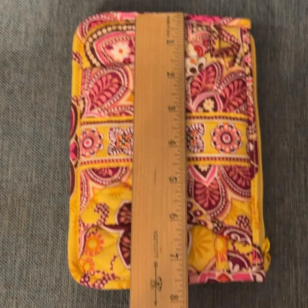 Vera Bradley Crossbody Bag Womens Small Yellow Paisley Cotton Purse Travel Boho